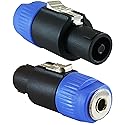 GLS Audio Speaker Plug Adapter 1/4" to Twist Lock 4 Pole & 2 Pole - Compatible with Neutrik Speakon NA4LJ, NA4LJX, NL4MP, NL4MPR, NL4FC, NL4FX, NL4