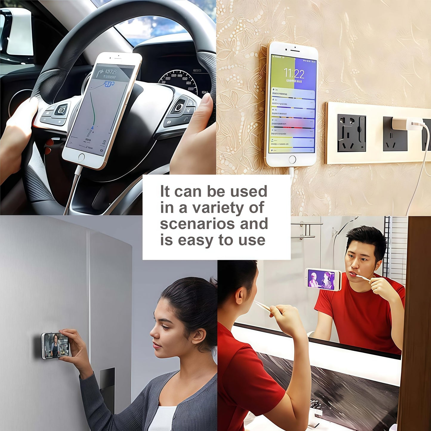 3-Pcs Double-Sided Suction Phone Mount, Sticky Phone Grip with Higher Suction Power,Hands-Free Phone Accessories Holder for Selfie and Video on iPhone