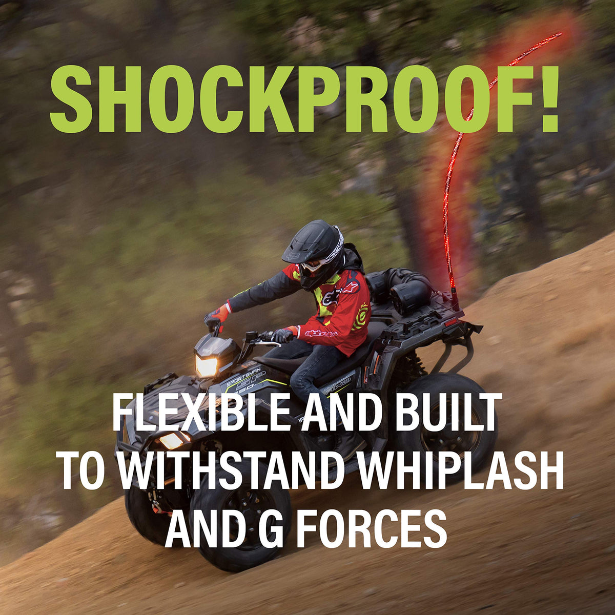 BOSS Audio Systems WP4 ATV Whip, 48-inch, 360-degree RGB, Weatherproof IP67
