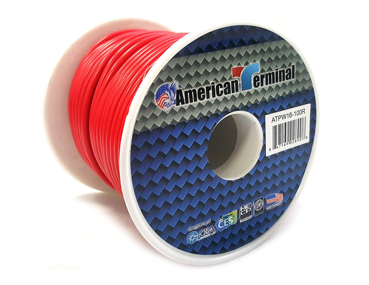 American Terminal ATPW16-100R 16 Gauge Primary Wire, Red