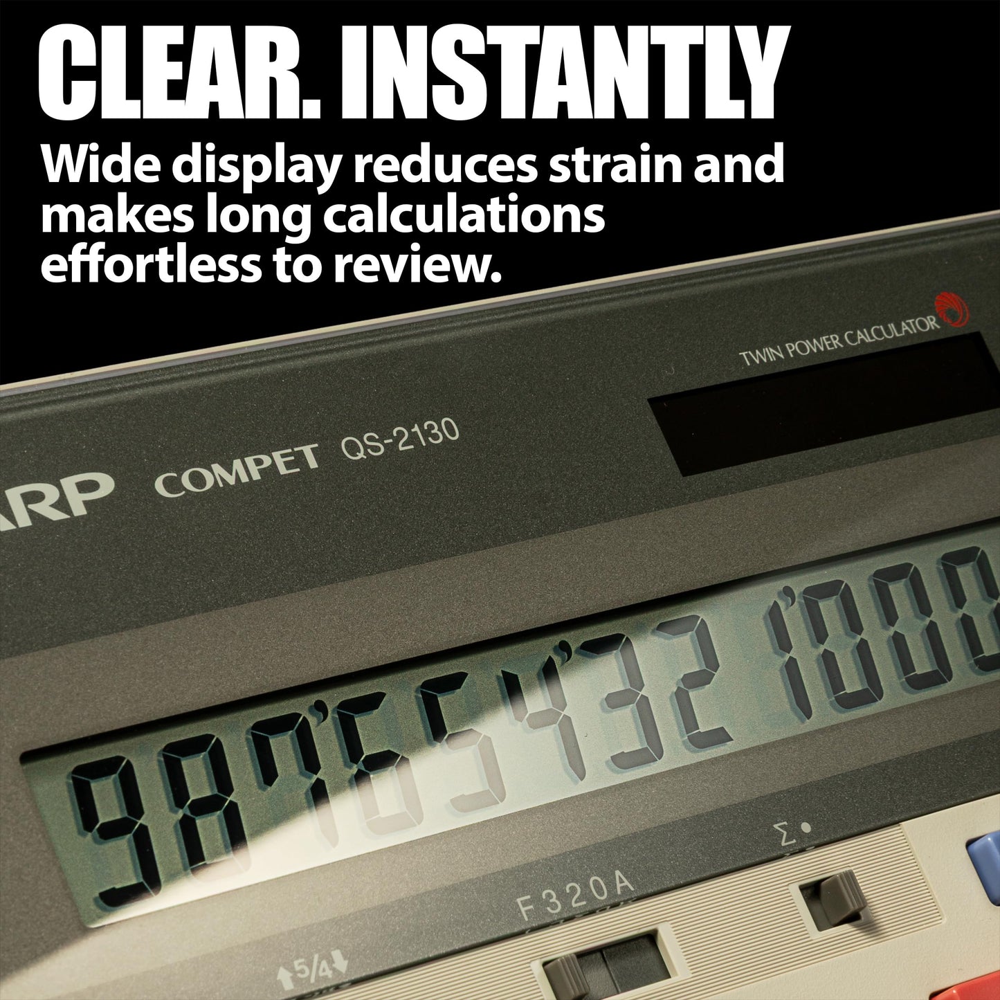 Sharp Commercial Desktop Calculator, 12-Digit Display, Solar & Battery Dual Power, Business Functions with Memory & Markup Keys (QS-2130)