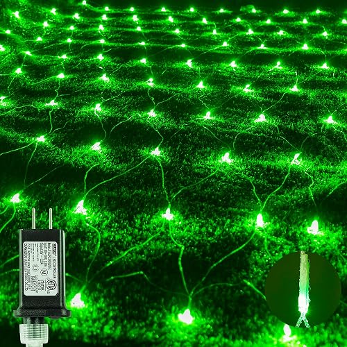 oopswow 9.8ft x 6.6ft 192 LED Christmas Net Lights,8 Modes 30V Low Voltage Mesh Fairy String Lights for Christmas Trees, Bushes, Wedding, Garden