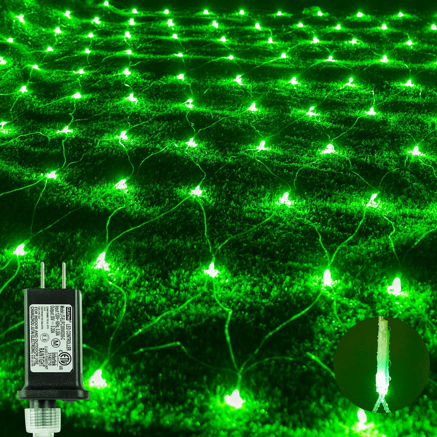 oopswow 9.8ft x 6.6ft 192 LED Christmas Net Lights,8 Modes 30V Low Voltage Mesh Fairy String Lights for Christmas Trees, Bushes, Wedding, Garden