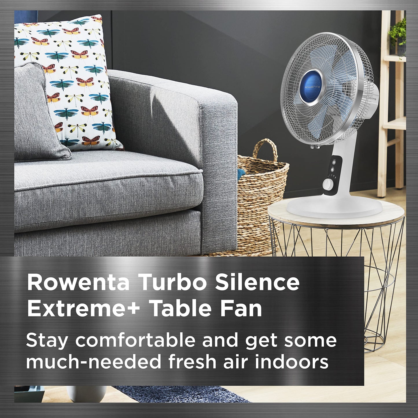 Rowenta, Desk Fan, Turbo Silence Table Fan, 12 Inches, Ultra Quiet Fan for Bedroom, Oscillating, Portable, 4 Speeds, Manual Turn Dial, White, Indoor