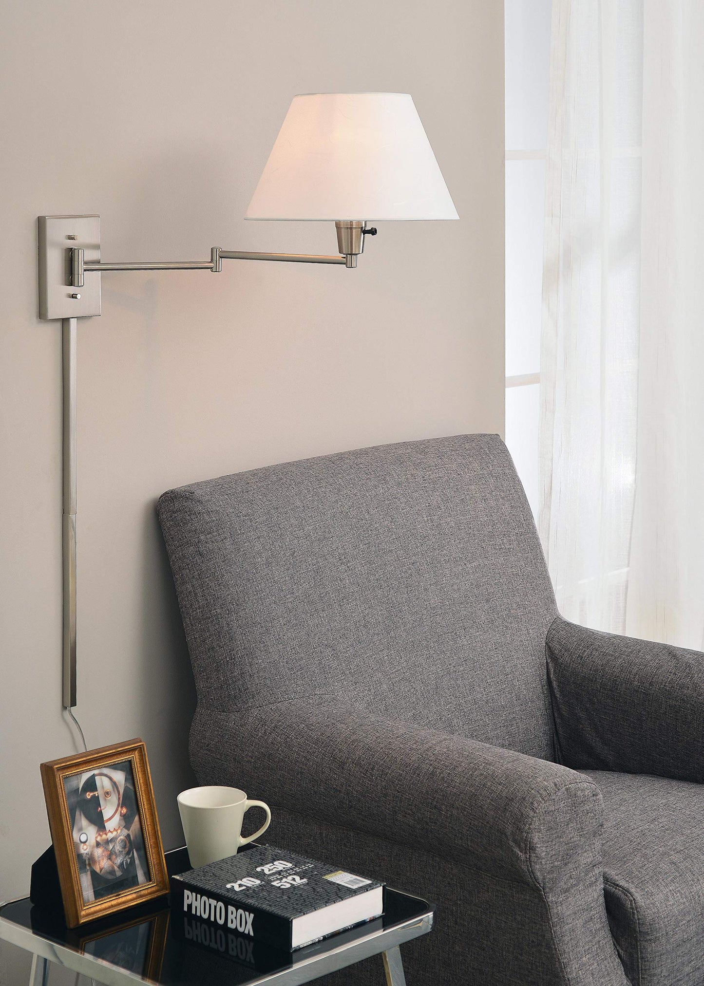 Kenroy Home 30110BS Simplicity Wall Swing Arms, Medium, Brushed Steel