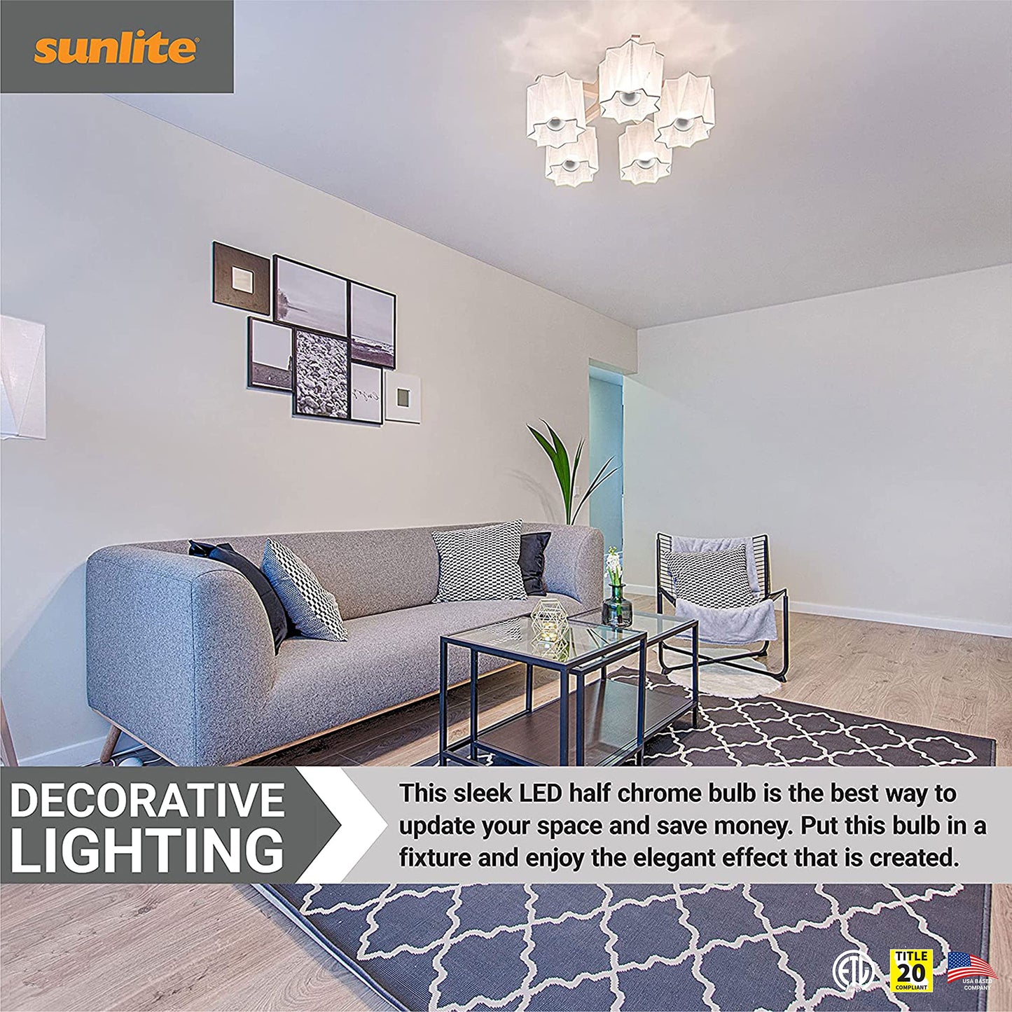Sunlite LED G25 (G80) Edison Half Chrome Globe Light Bulb, 6 Watts (60W=), Standard E26 Base, 530 Lm, Dimmable, Decorative Silver Bowl, Anti-Glare