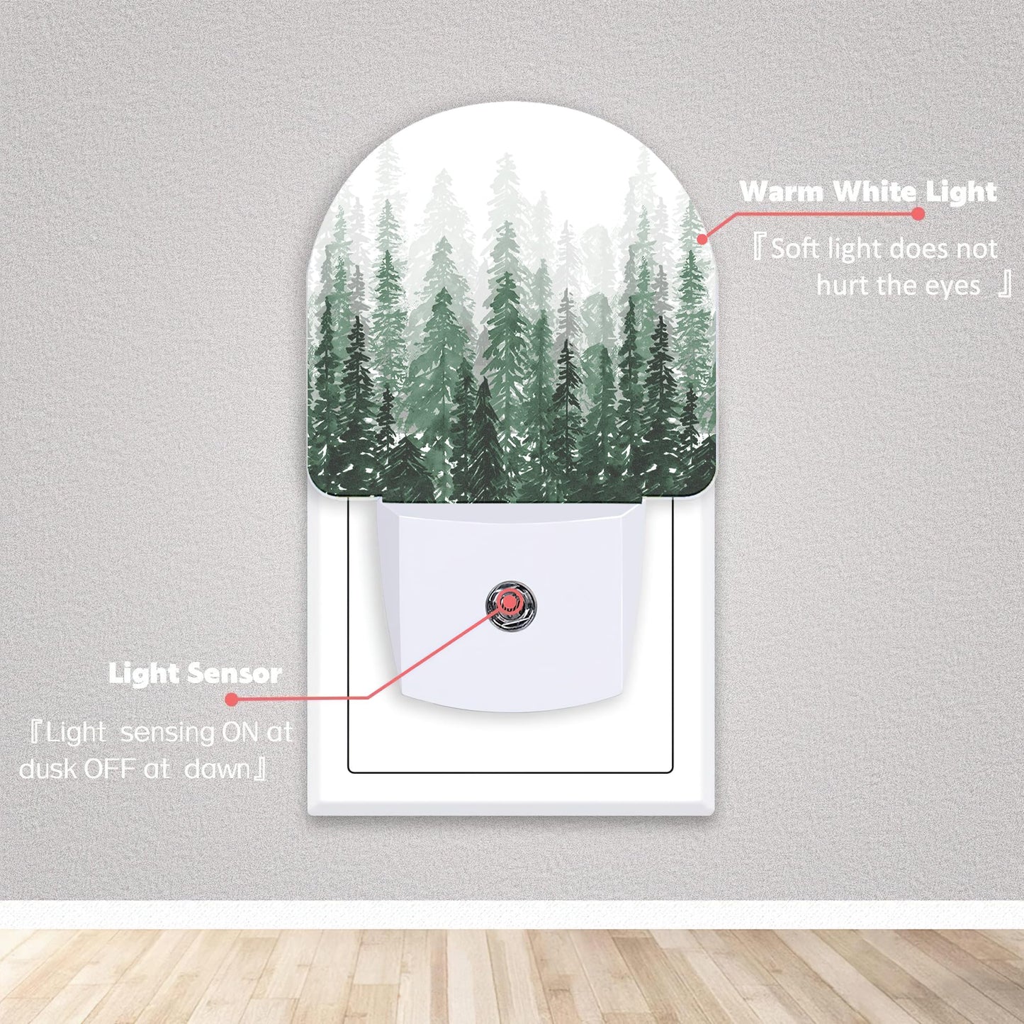 Axxitude Christmas Tree Forest Night Lights Plug into Wall for Girls Boys Room,Night Light LED Lamp Dusk to Dawn Sensor Round Lamp for Bedroom
