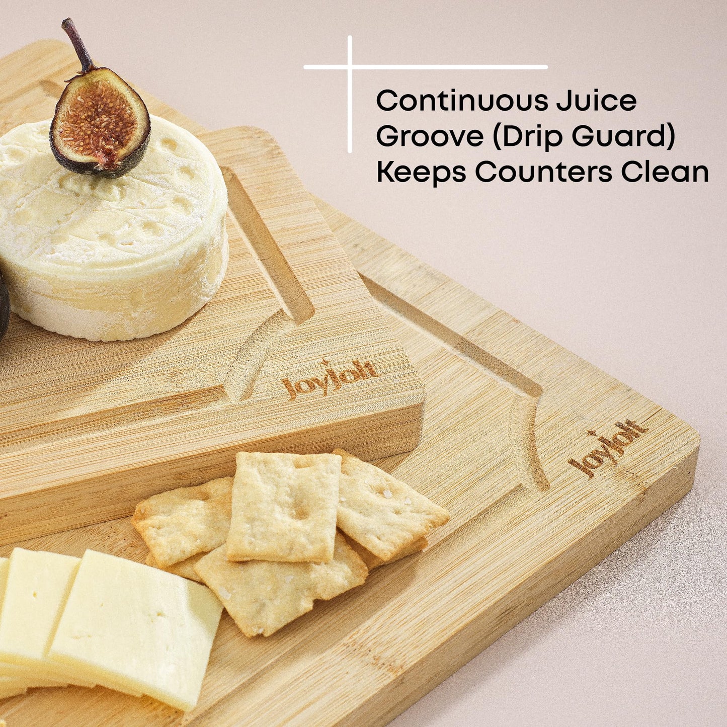 JoyJolt Bamboo Cutting Boards - Large & Small Wooden Board - Serving Cheese, Bread or Chopping Boards. Non-Slip