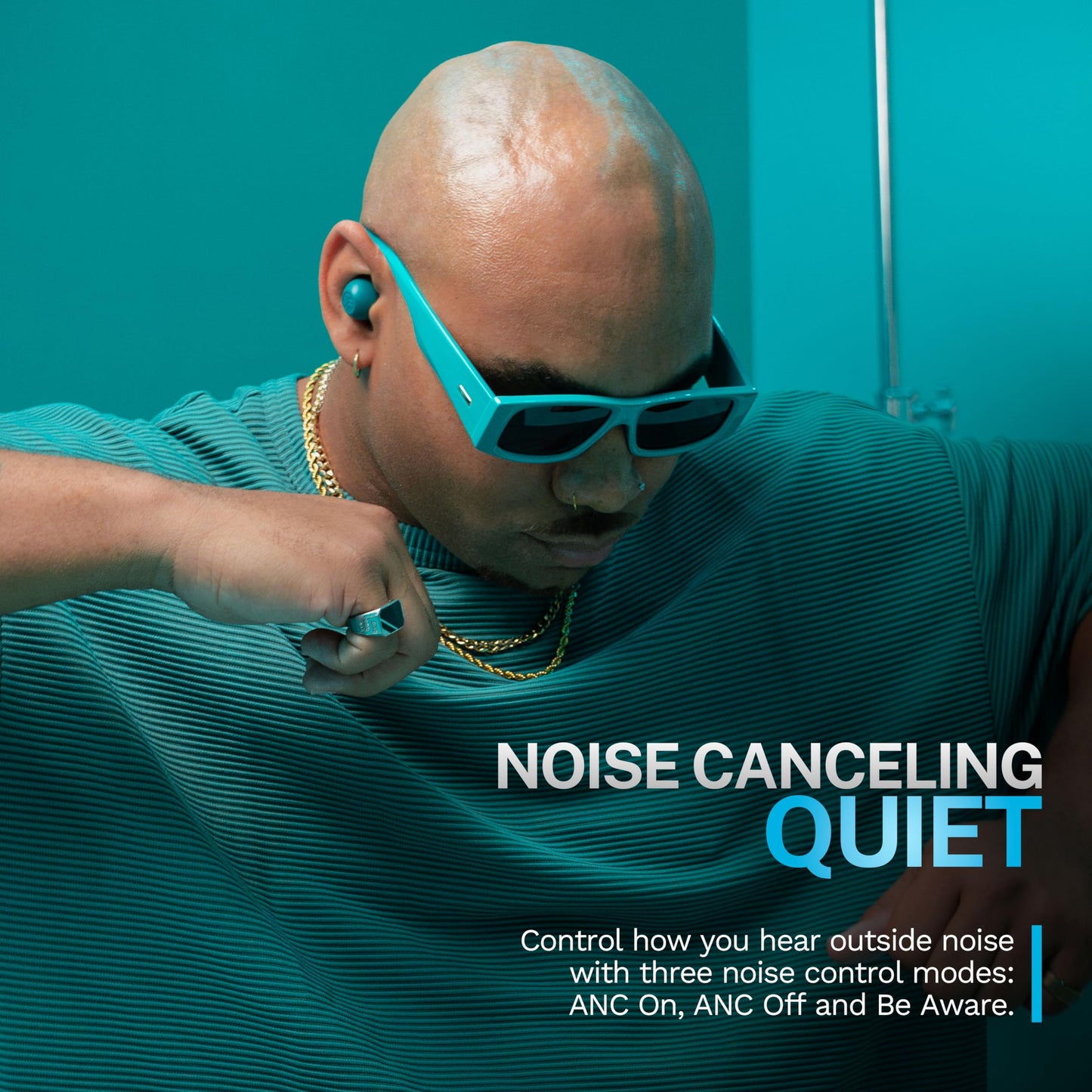 JLab Go Pop ANC, True Wireless Earbuds, Active Noise Cancelling, Bluetooth Earbuds with Charging Case, Teal