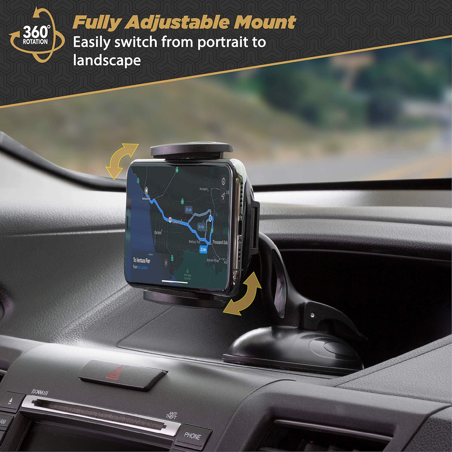 Scosche SUHWD-XCES0 Select Window/Dash Mount Phone Holder Cradle for Car or Truck - Universal Hands-Free Mount for Car Window or Dashboard - Vehicle