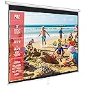 Pyle 72-Inch Manual Pull Down Projector Screen, Matte White Projection Surface, Ceiling or Wall Mount Screen Projector with Auto-Lock & Black Border