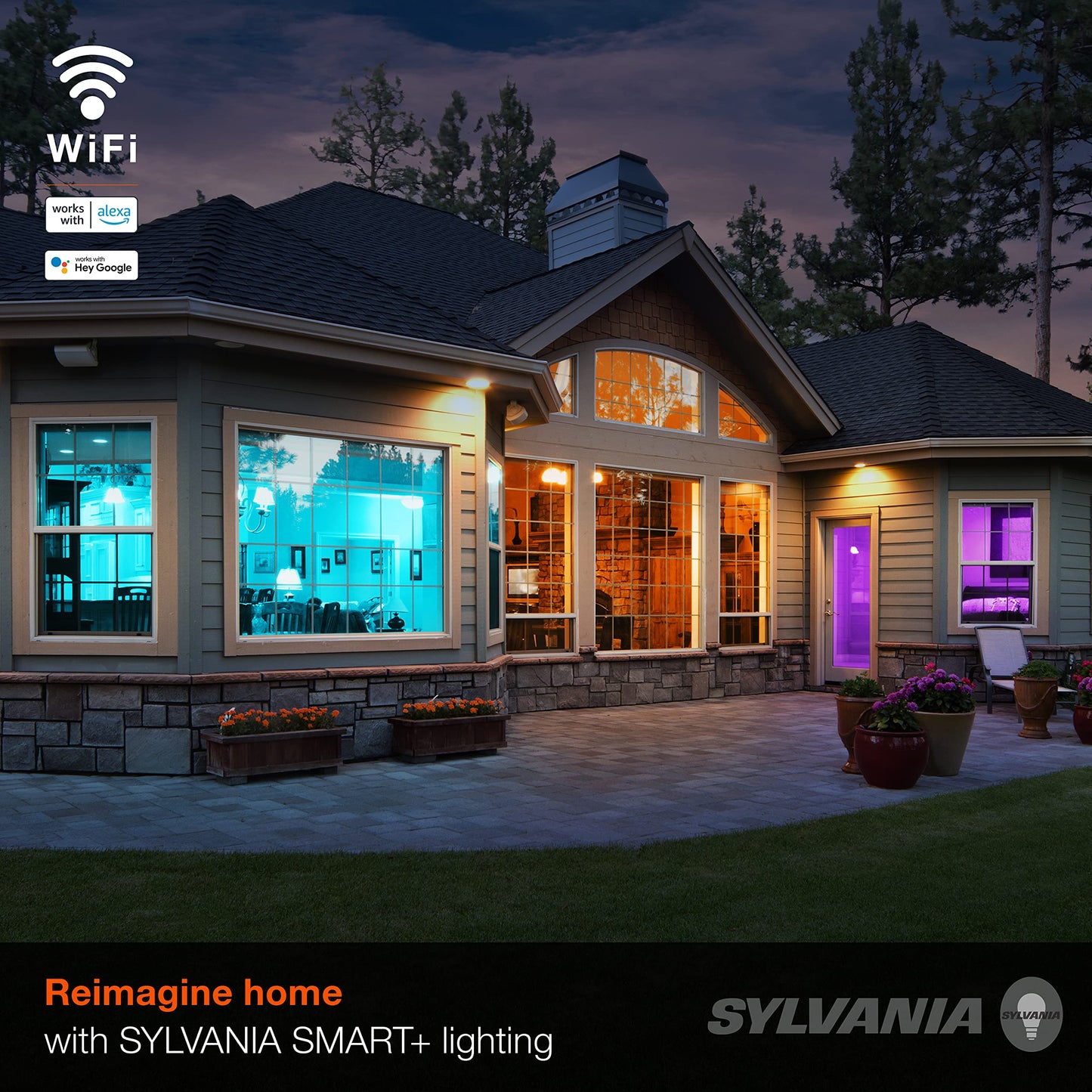 SYLVANIA Wifi LED Smart Light Bulb, 60W Equivalent Full Color and Tunable White A19, Dimmable, Compatible with Alexa and Google Home Only - 4 Pack