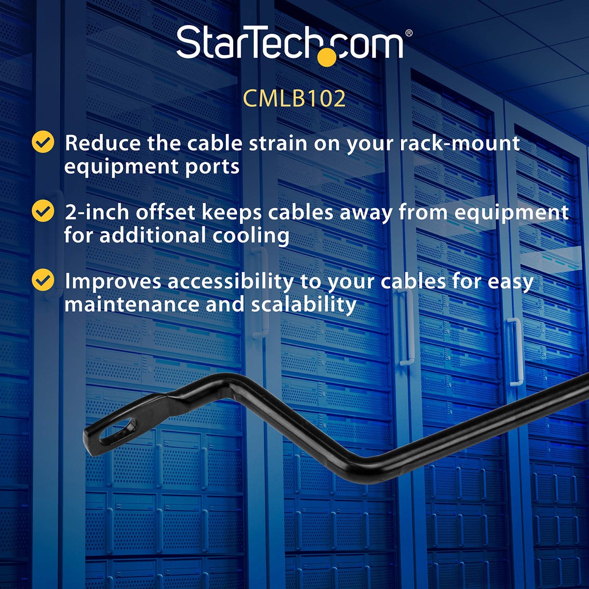 StarTech 10-Pack Lacing Bar with 2in Offset for 19in Rack (CMLB102)