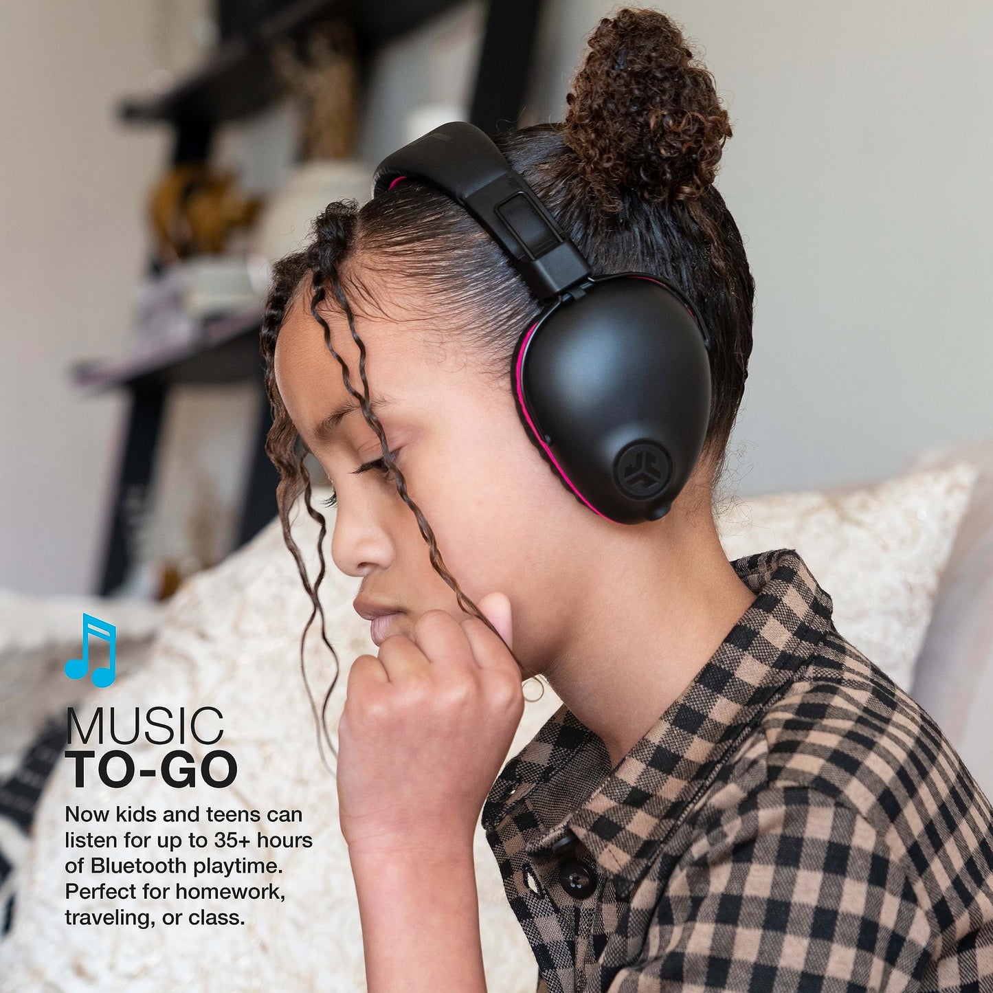 JLab JBuddies Pro Wireless Over-Ear Kids Headphones, 35+ Hour Battery Life, Built-in Volume Regulators for Safety, Share Mode, Folding, Adjustable…