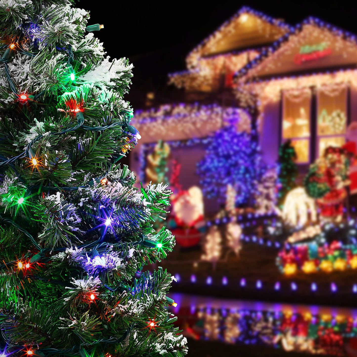 HLO Lighting 5mm Sun Warm White LED Christmas Lights | Wide Angle LED Mini Christmas Lights for Indoor and Outdoor Use | 70 Bulbs