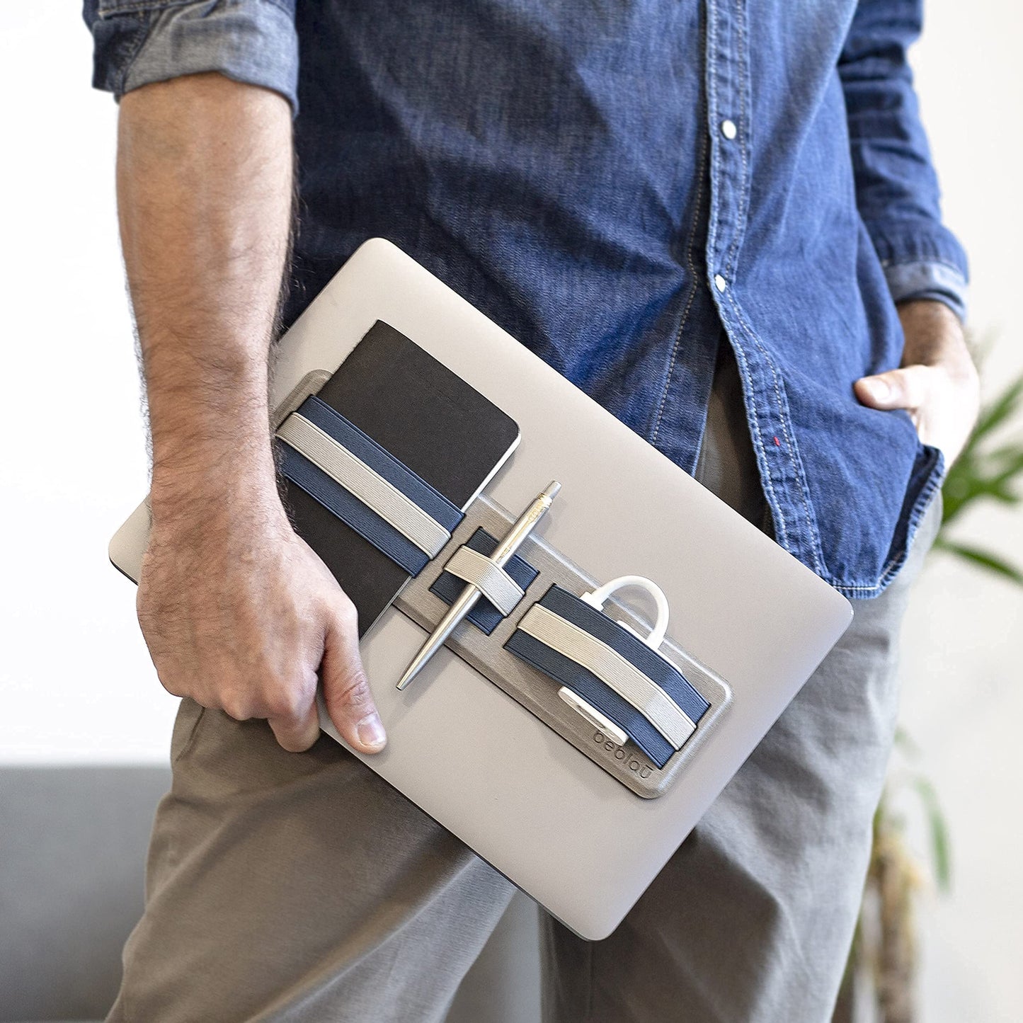 SHIFT Adhesive Portable Tech Organizer for laptops, notebooks, Backpack insert | Computer Accessories | External HD Holder. Stick-On | Sleeve | Fits