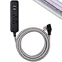 Cordinate Designer USB Charging Station Extension Cord, Power Strip Surge Protector, 2 Outlets, 2 USB Ports, Extra Long 10 ft Cable with Flat Plug