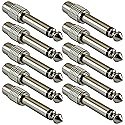 GLS Audio Store RCA to 1/4 TS Adapter - RCA Female to 1/4 Inch Male Mono TS Plug Adapter - All Metal Connectors with High Grip Treads - 10 Pack