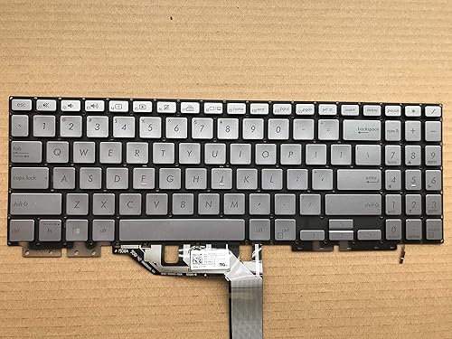 Original New Compatible with ASUS ZenBook Flip 15 Q507I Q507IQ 90NB0LK1-R30UI0 Laptop Computer Silver US Keyboard Backlit