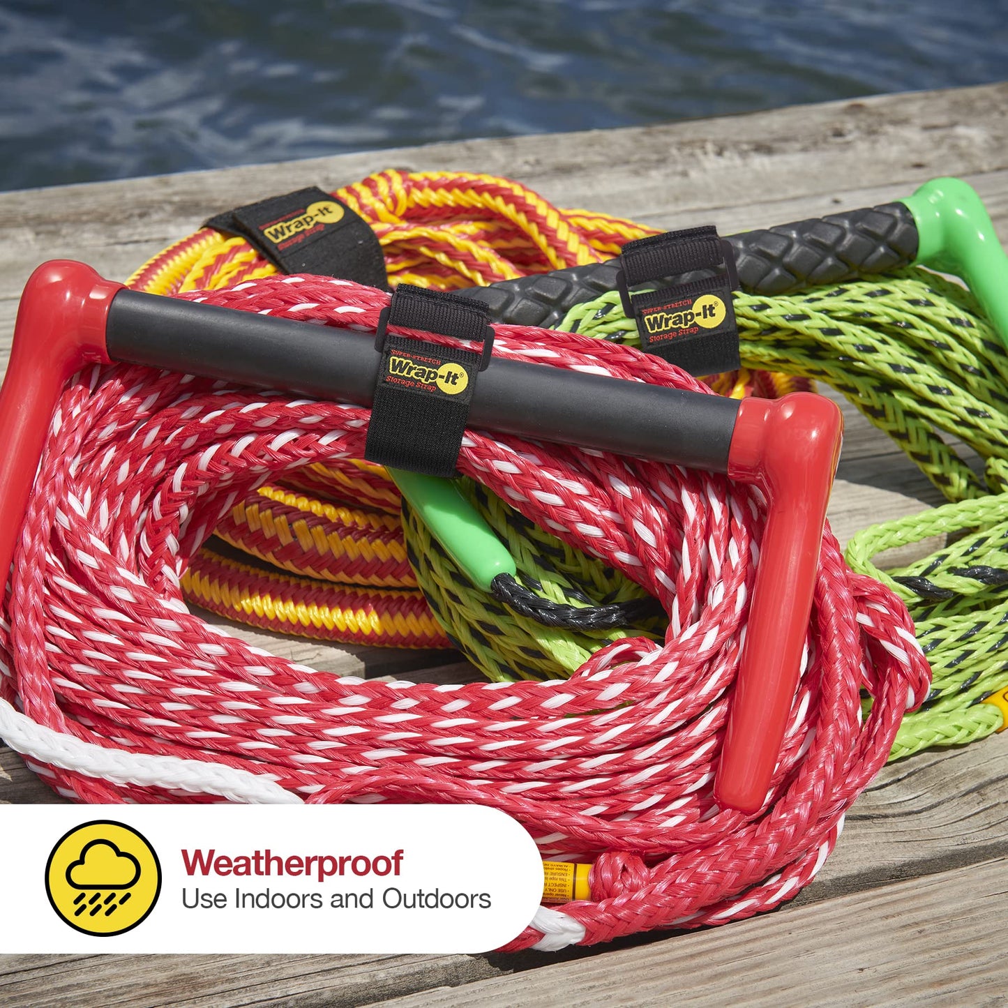 Super-Stretch Wrap-It Storage Straps - 9" (10 Pack) - Elastic Cinch Straps for Extension Cord Management, Cable Storage, Hose Organizer with Hook