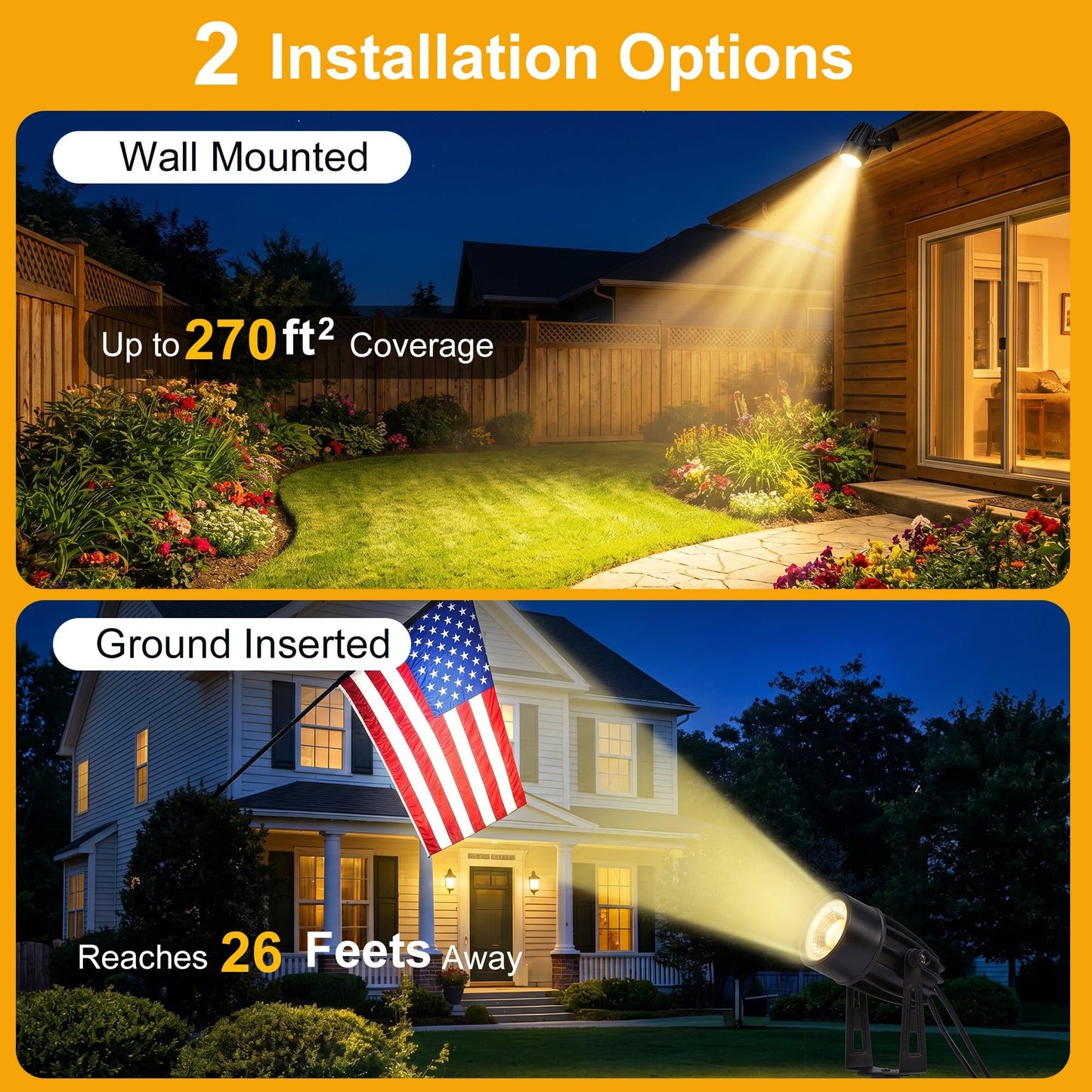 pearlstar Solar Spot Lights Outdoor Palm Tree Uplights 4pack 2-in-1 Stake&Wall Mounted Landscape Spotlights IP65 Waterproof for Flag Pool Yard Garden