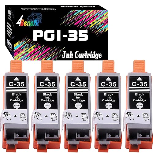 Dell (Set of 5) 4Benefit Compatible PGI-35 CLI-36 PGI 35 CLI 36 Ink Cartridge PGI35 (5xBlack) Used for PIXMA IP100B IP100 IP110 Inkjet Printer