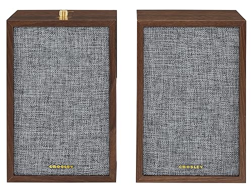 Crosley S200A-WA 4" Active Powered Bluetooth Stereo Speakers with Optical, USB, and Aux Connections, Walnut