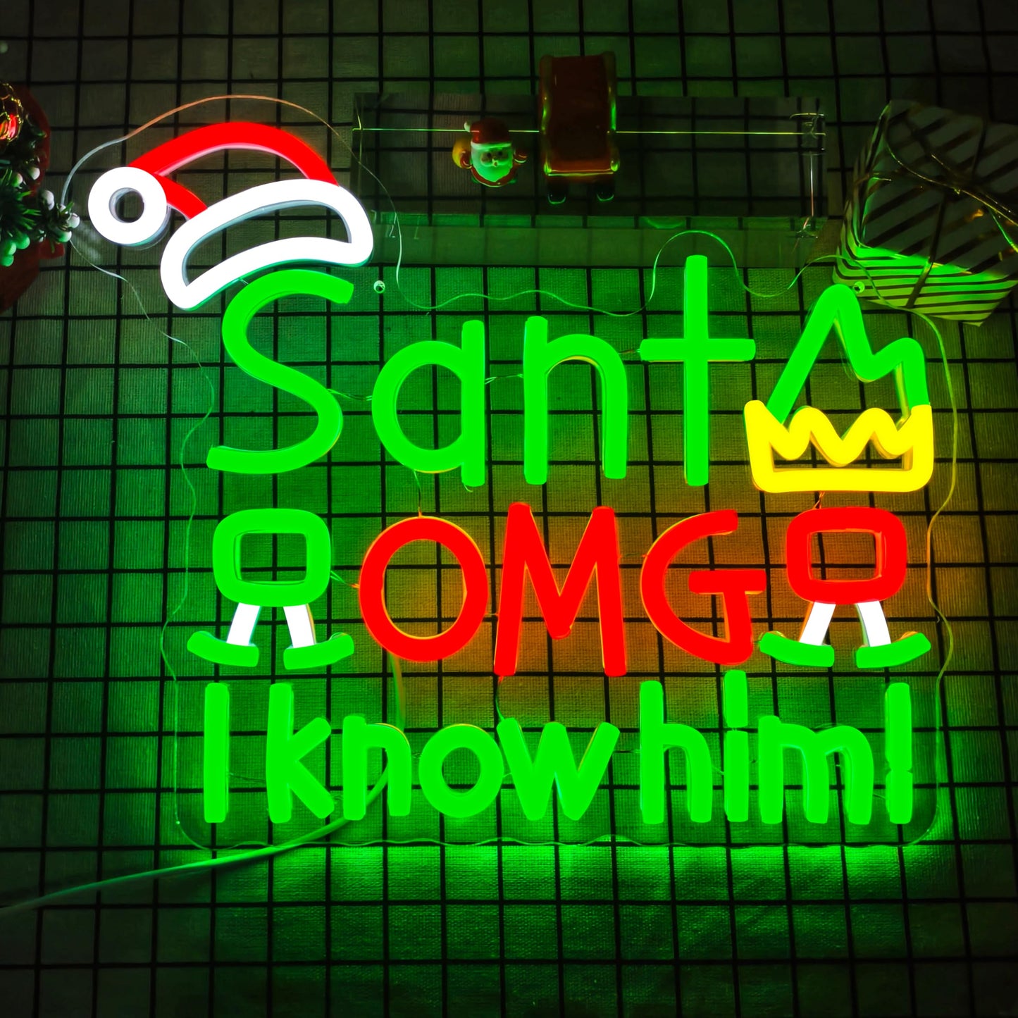 Santa I Know Him Neon Sign for Xmas Decoration Dimmable Christmas Neon Light Merry Christmas Neon Light Sign for for Party Gift Bedroom Art Wall Party