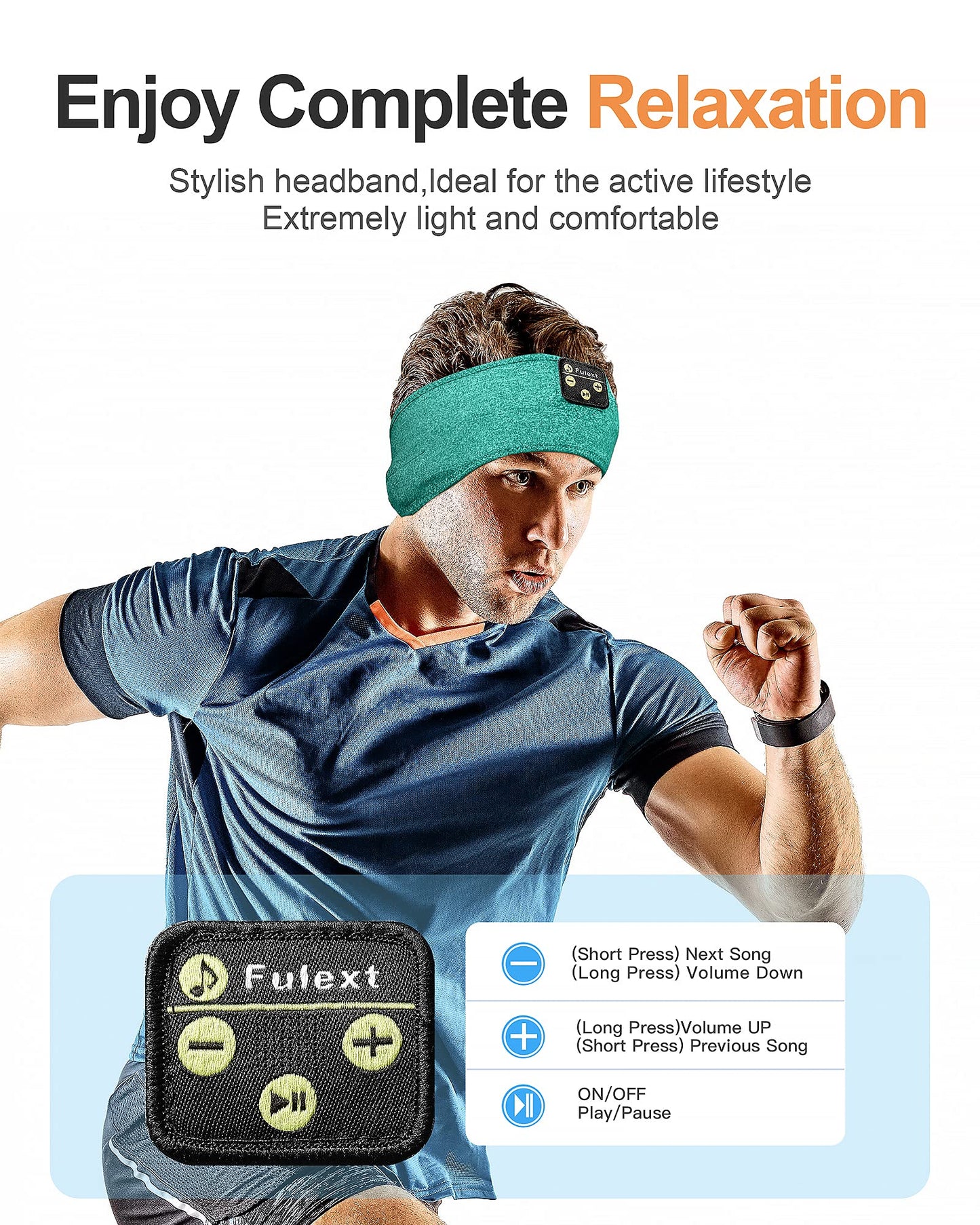 Fulext Sleep Headband, Bluetooth Sleeping Headphones with Built-in Speakers Perfect for Workout, Running, Yoga