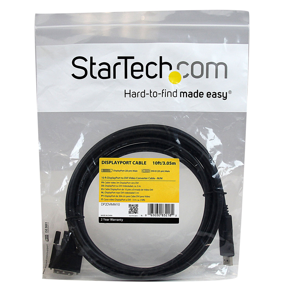 StarTech 10ft Passive DisplayPort to DVI-D Cable, 1920x1200 (DP2DVIMM10)