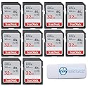 SanDisk 32GB SDHC Ultra Memory Card (10 Pack) Works with Bushnell Stealth P, Stealth X, Core Series Trail Camera (SDSDUN4-032G-GN6IN) Bundle with (1)