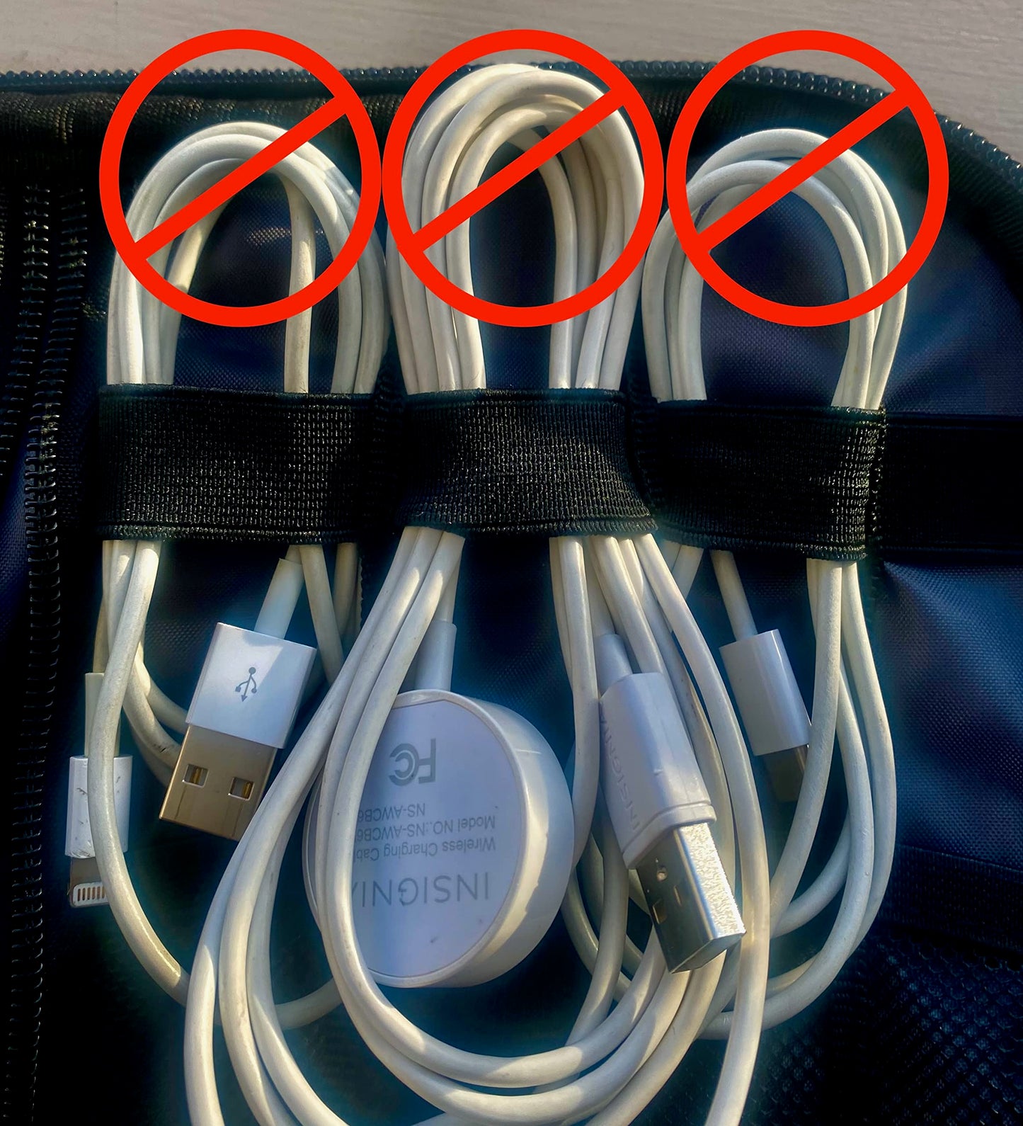 10 - USB Cable Organizer Pouches, Manage Cables, Travel Cable Oranizer, Color Coded with USB Zipper Pulls