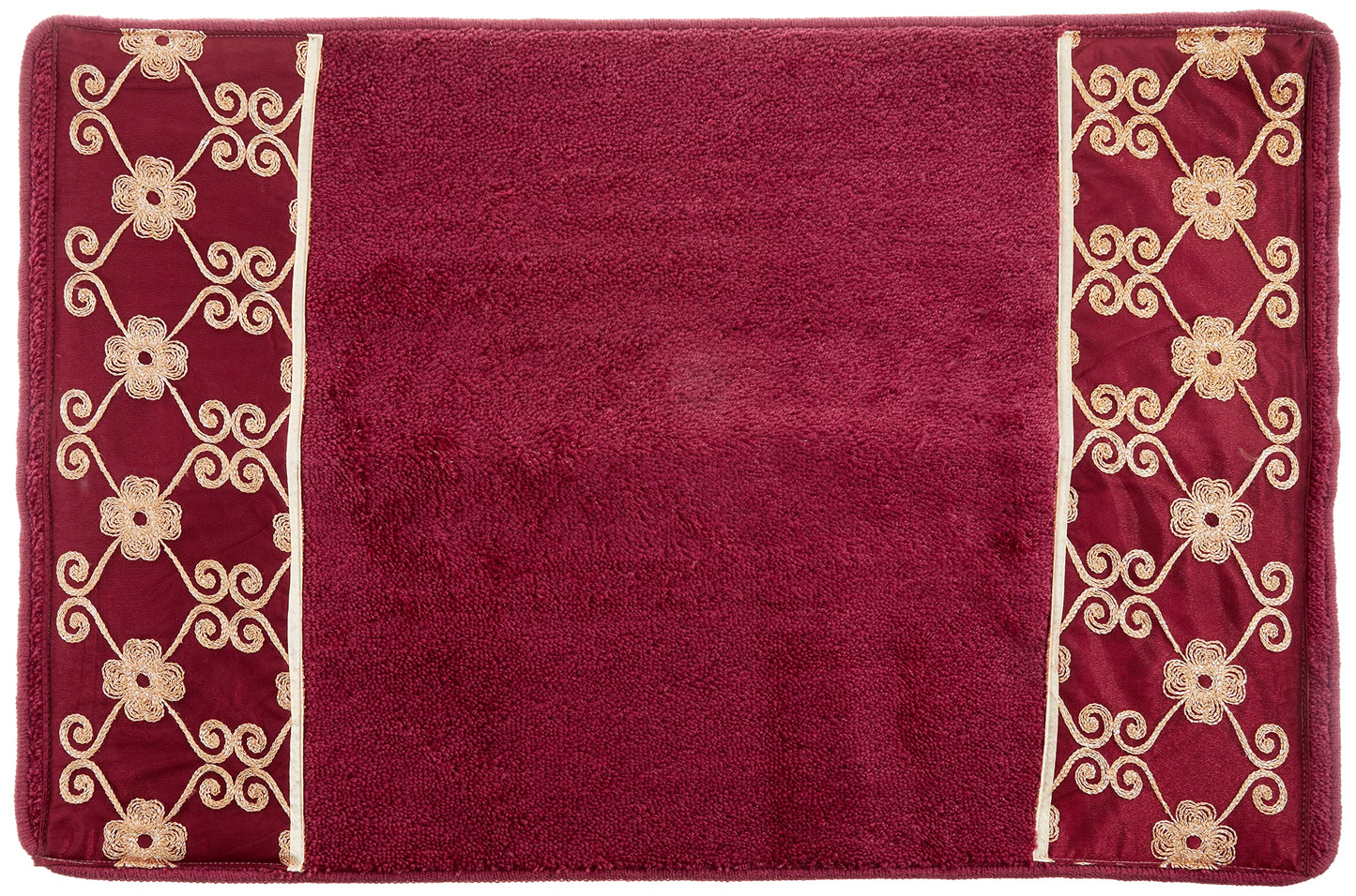 Popular Bath Bath Rug, Vlegant Rosa Collection, Burgundy/Gold