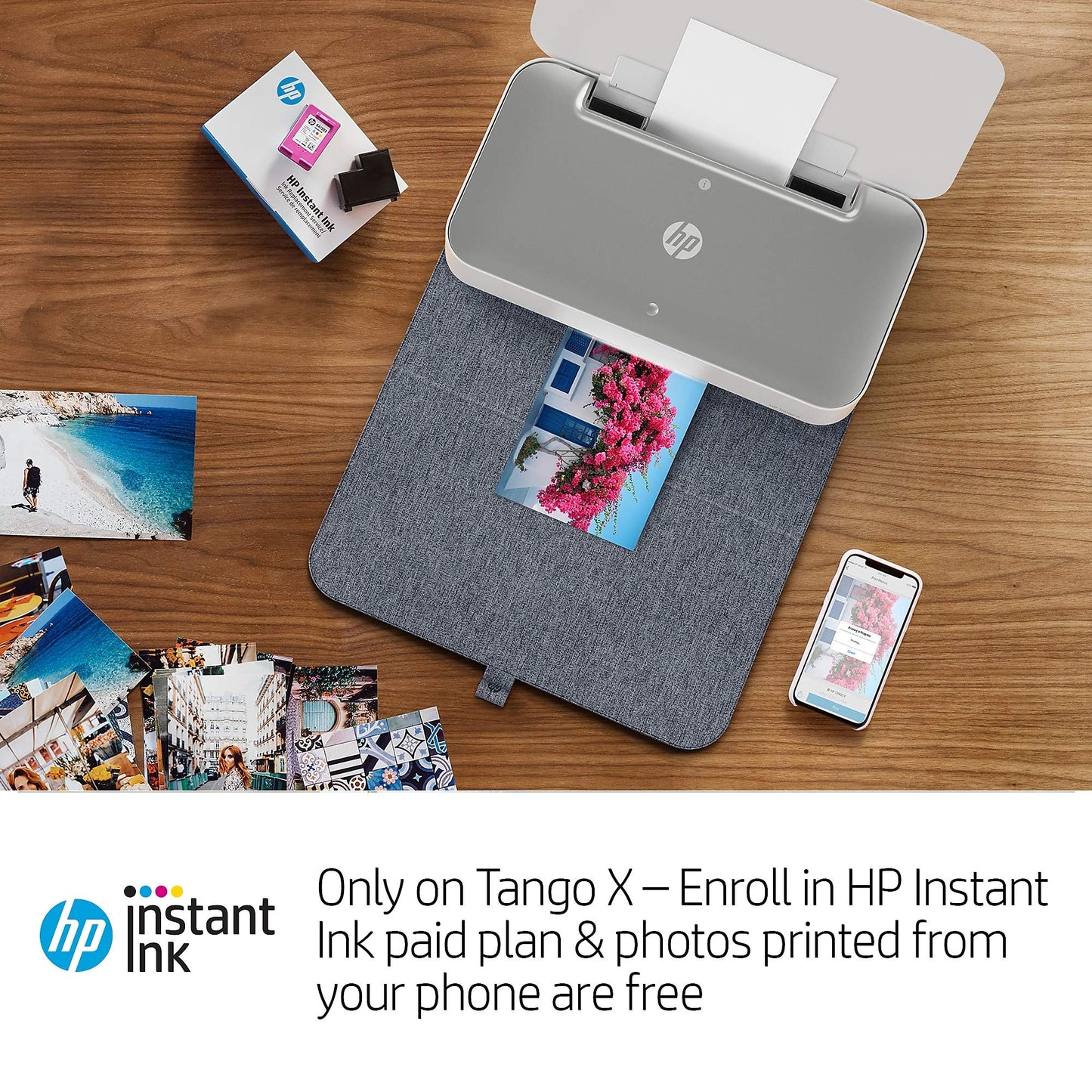 HP Tango X Smart Wireless Printer with Indigo Linen -cover - Mobile Remote Print, Scan, Copy, HP Instant Ink (3DP64A)