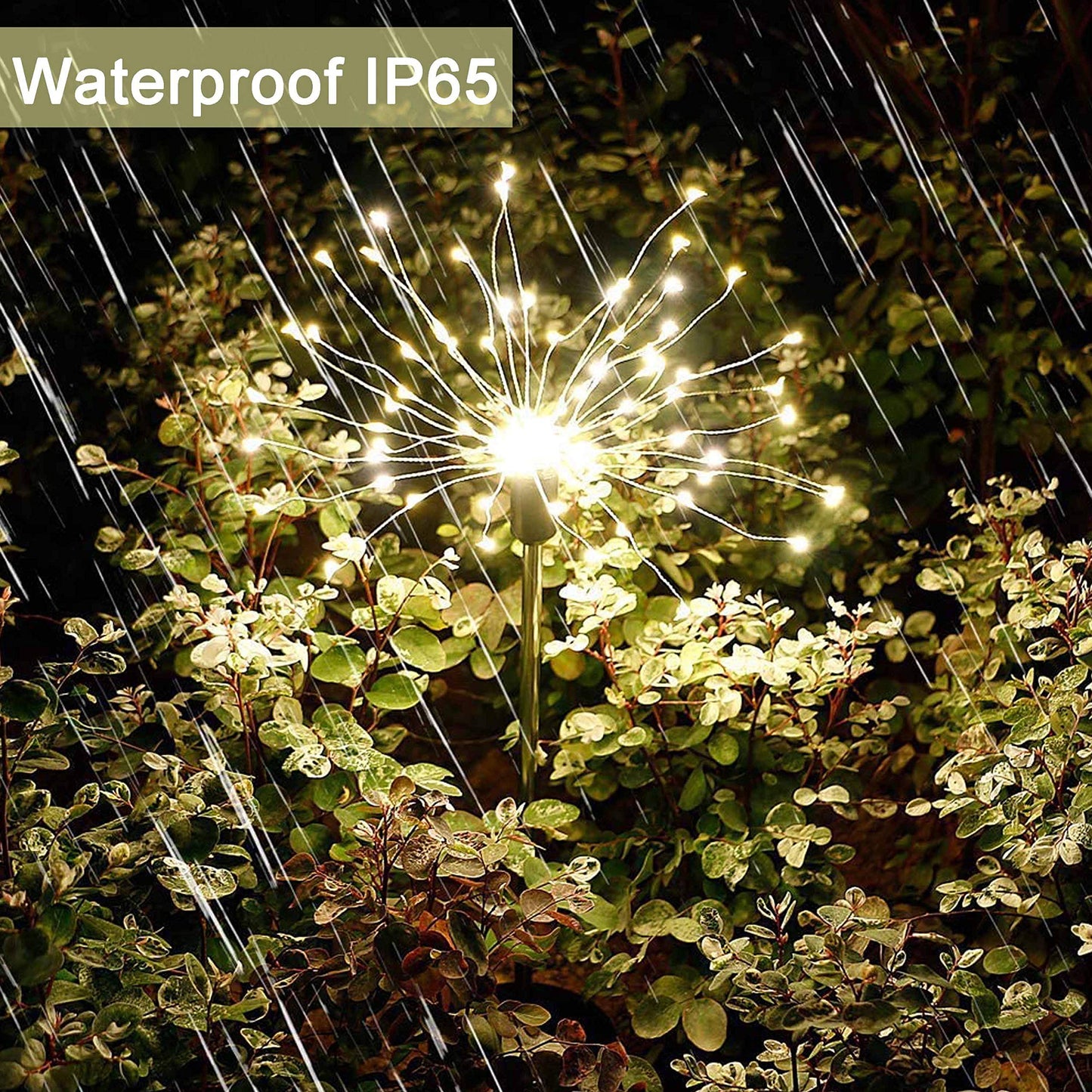 2 Pack Solar Garden Lights, 120 LED Solar Firework Lights Outdoor, Decorative Stake String Lights for Walkway Backyard Pathway Patio Christmas Wedding