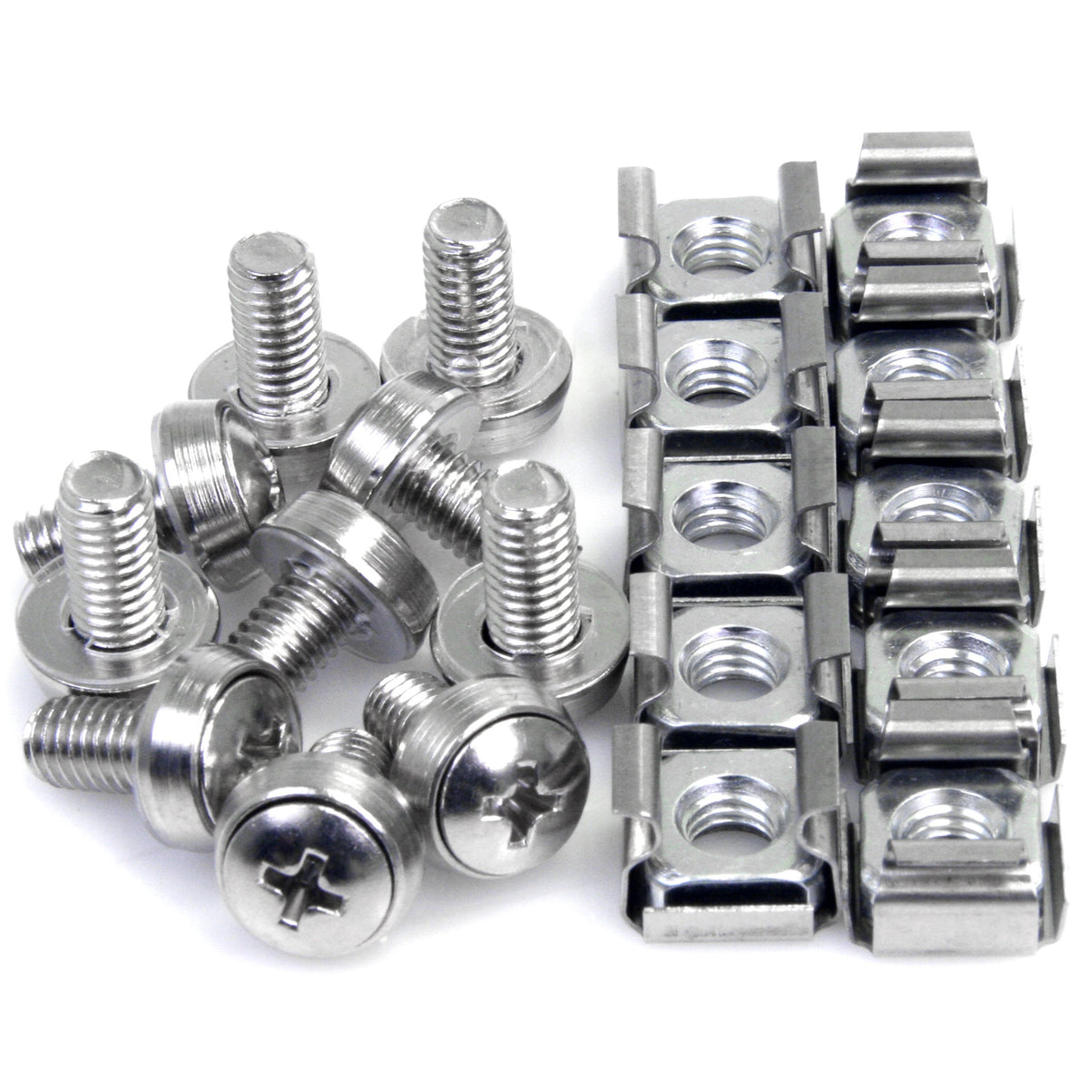 StarTech 50-Pack M6 12mm Screws & Cage Nuts Kit, Nickel-Plated, TAA