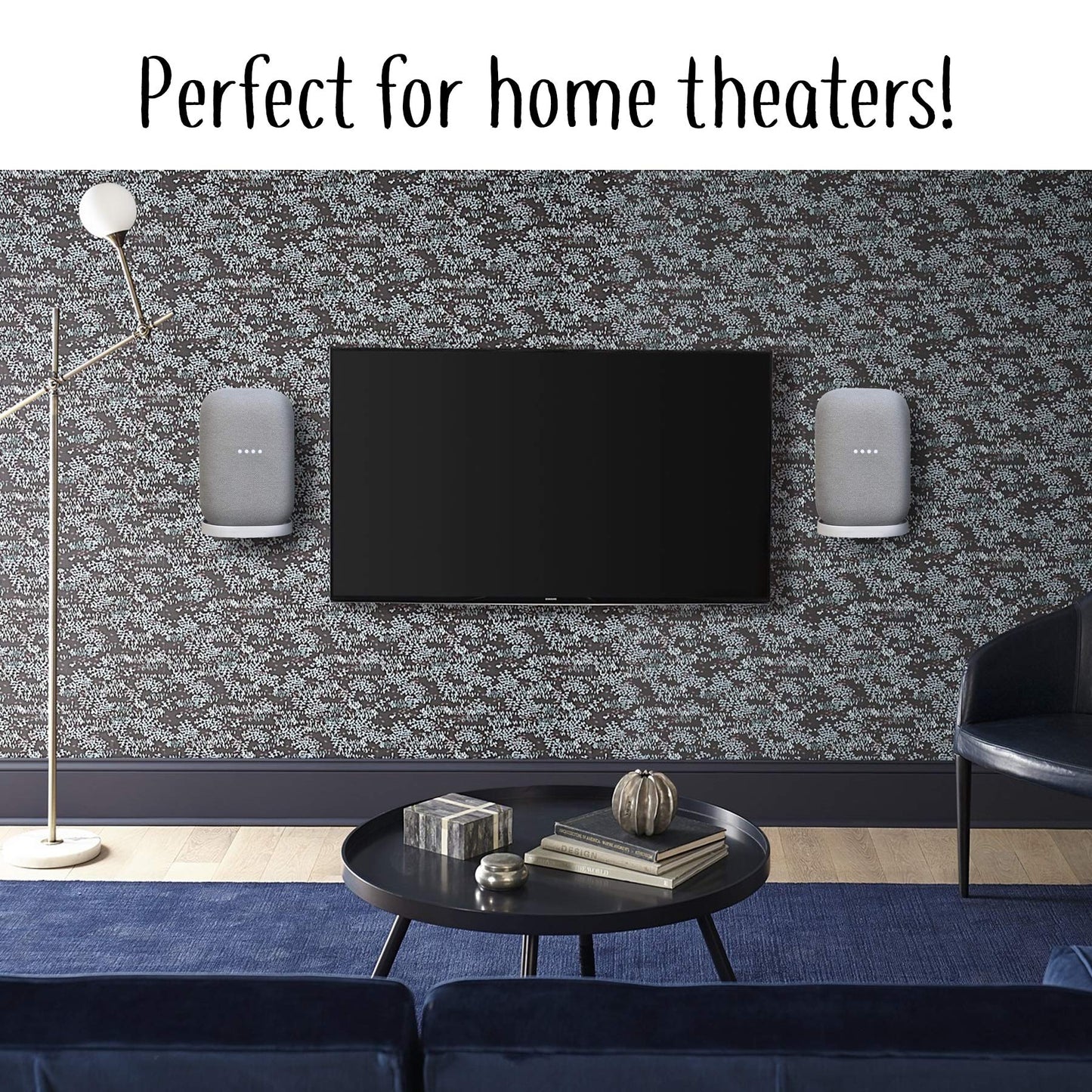 Mount Genie Affordable Essentials Wall Mount Hanger Stand for Nest Audio (Black, 2-Pack): Screw and Screwless Install Options, The Slimmest