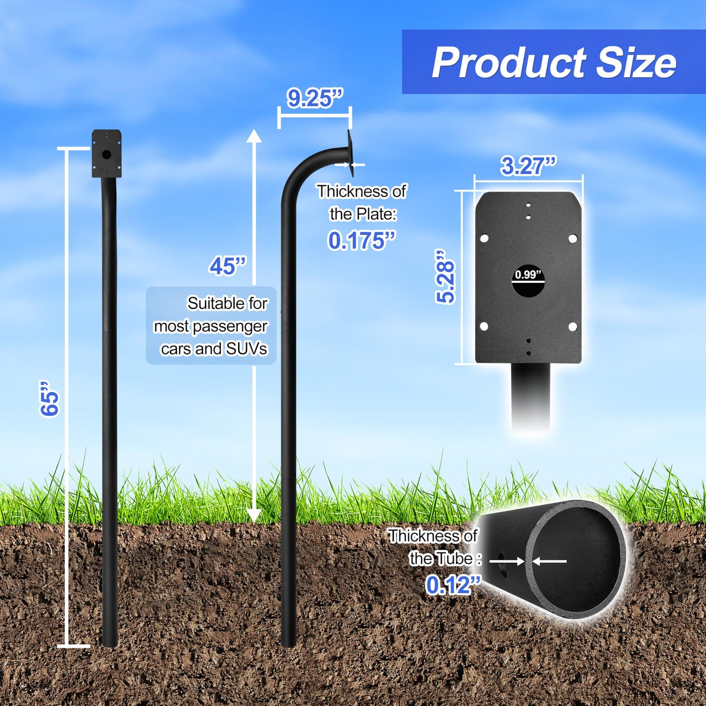LUKYER FM100 Keypad Mounting Post?Compatible with Mighty Mule Digital Keypad FM137 or FM136 -Black