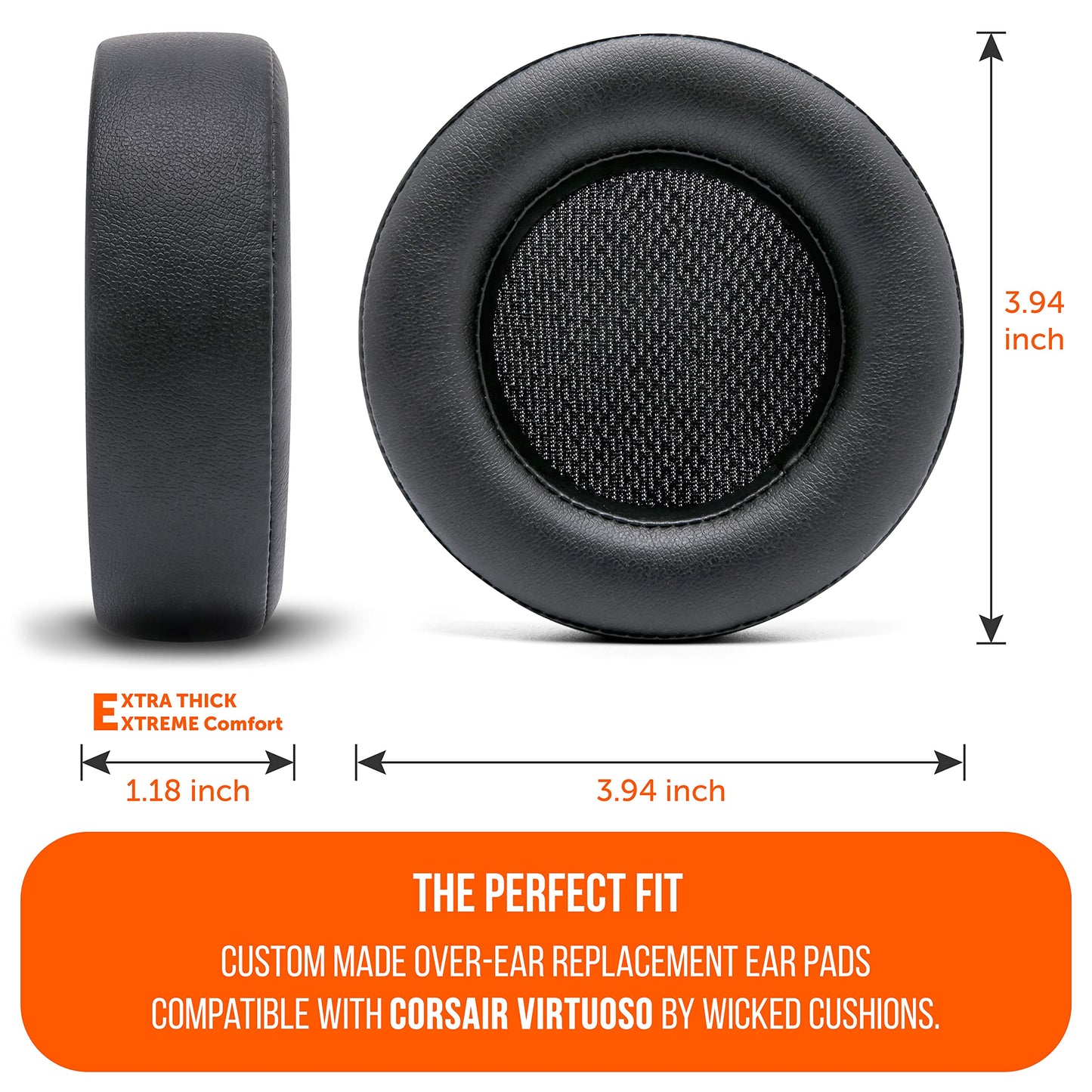 WC Upgraded Replacement Earpads for Corsair Virtuoso Gaming Headset Made by Wicked Cushions | Improved Durability, Thickness, Softer Leather