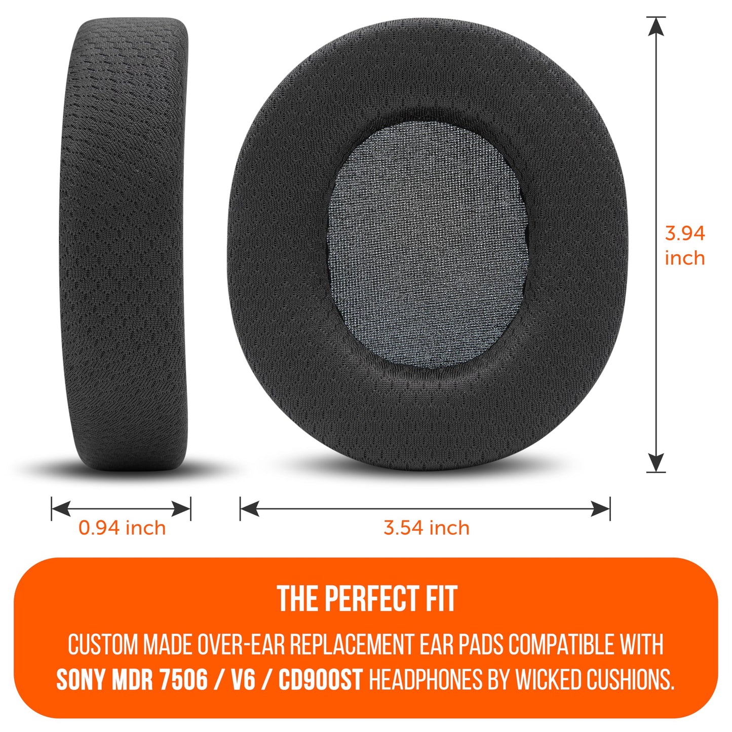 WC Freeze 7506 - Cooling Gel Earpads for Sony MDR-7506, MDR-CD900ST & MDR-V6 by Wicked Cushions | Breathable Comfort, Enhanced Isolation & Long-Term