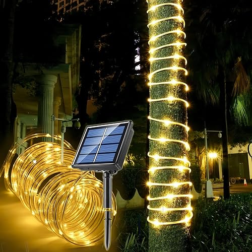 Clearhill Solar Rope Lights 10M/32ft Warm 100LED 8 Modes Waterproof IP65 Outdoor Solar String Lights for Garden, Party, Home, Christmas, Halloween
