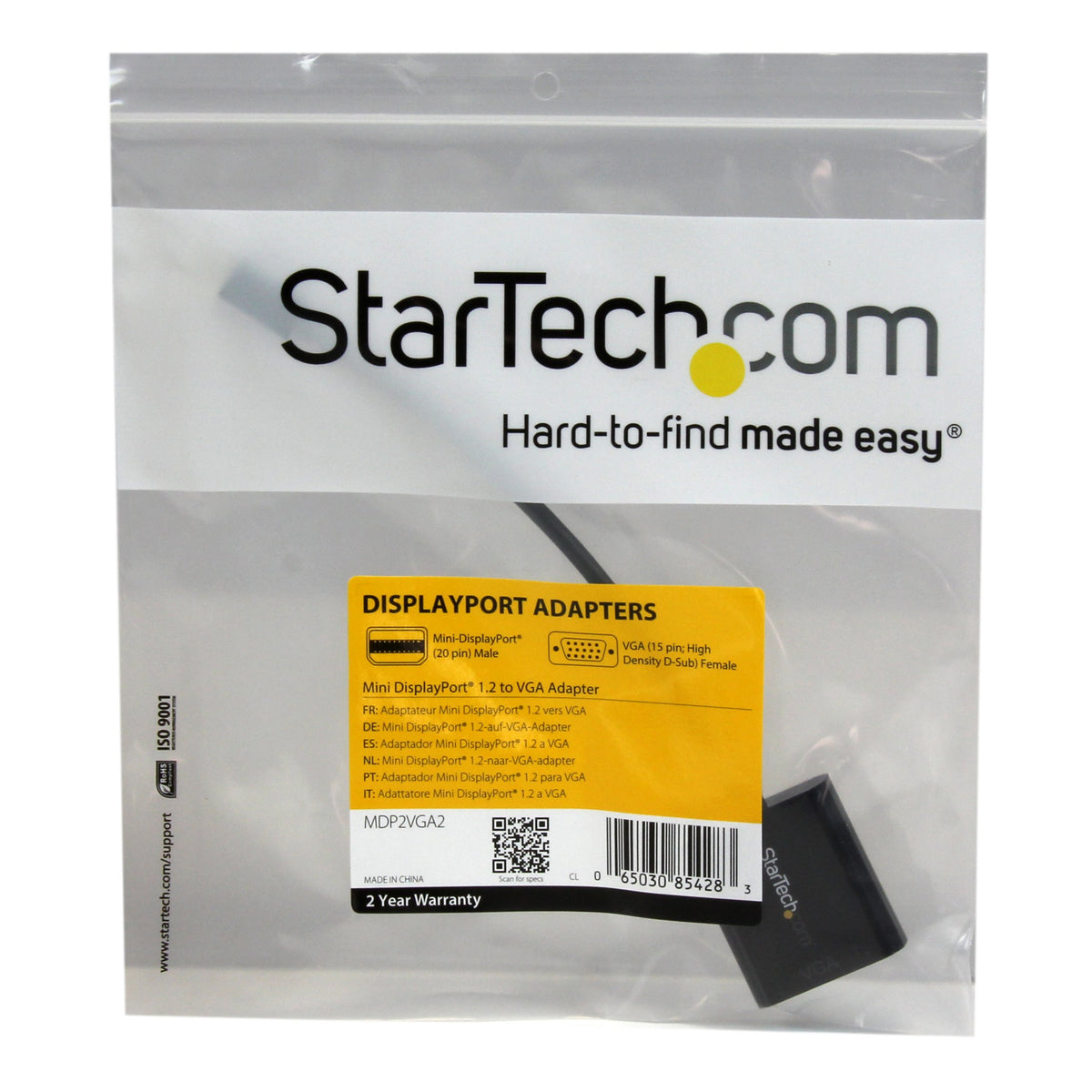 StarTech Mini DisplayPort to VGA Adapter, 1920 x 1200, Black (MDP2VGA2)