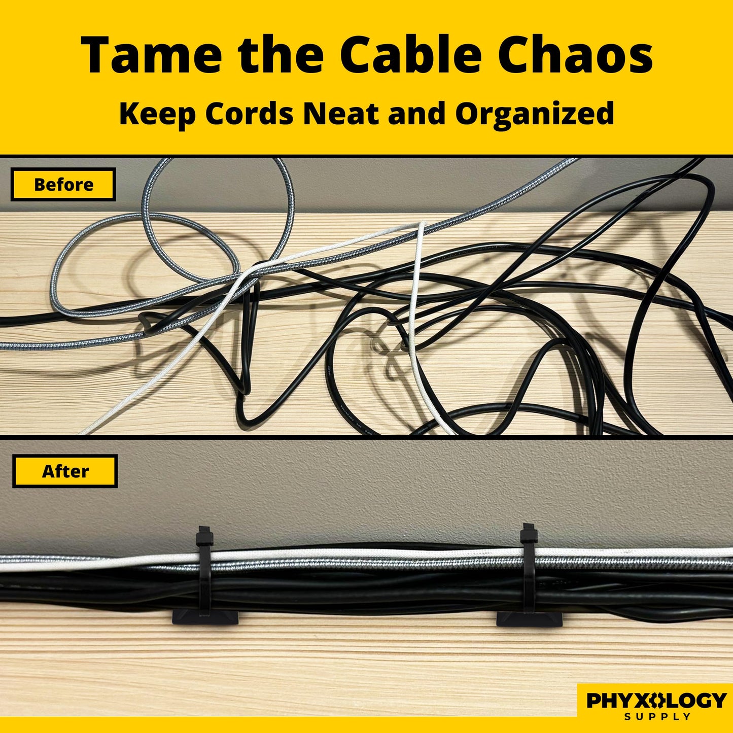Zip Tie Adhesive-Backed Mounts 100Pk. Professional-Grade, UV Black Cable Tie Bases, 1.1 x 1.1. Screw-Hole Anchor Point Provides Optimal Strength