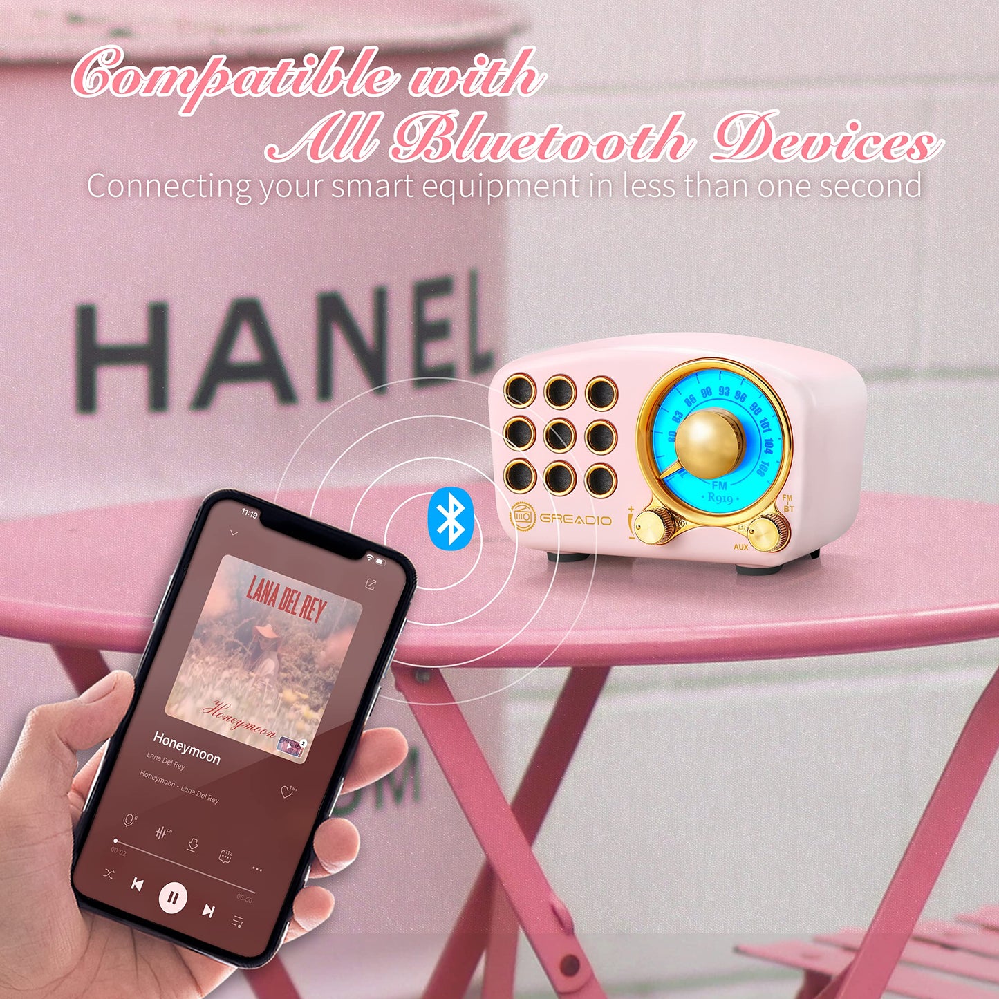 Retro Bluetooth Speaker, Vintage Radio-Greadio FM Radio with Old Fashioned Classic Style, Strong Bass Enhancement, Loud Volume, Bluetooth 5.0 Wireless
