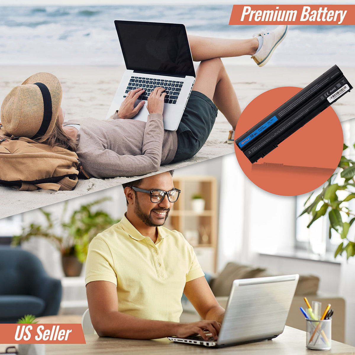 GHU New 58Wh Battery T54FJ M5Y0X 312-1163 HCJWT NHXVW PRRRF Compatible with Dell Latitude E5420 E5430 E5520 E5530 E6420 E6430 E6440 E6520 E6530 E6540