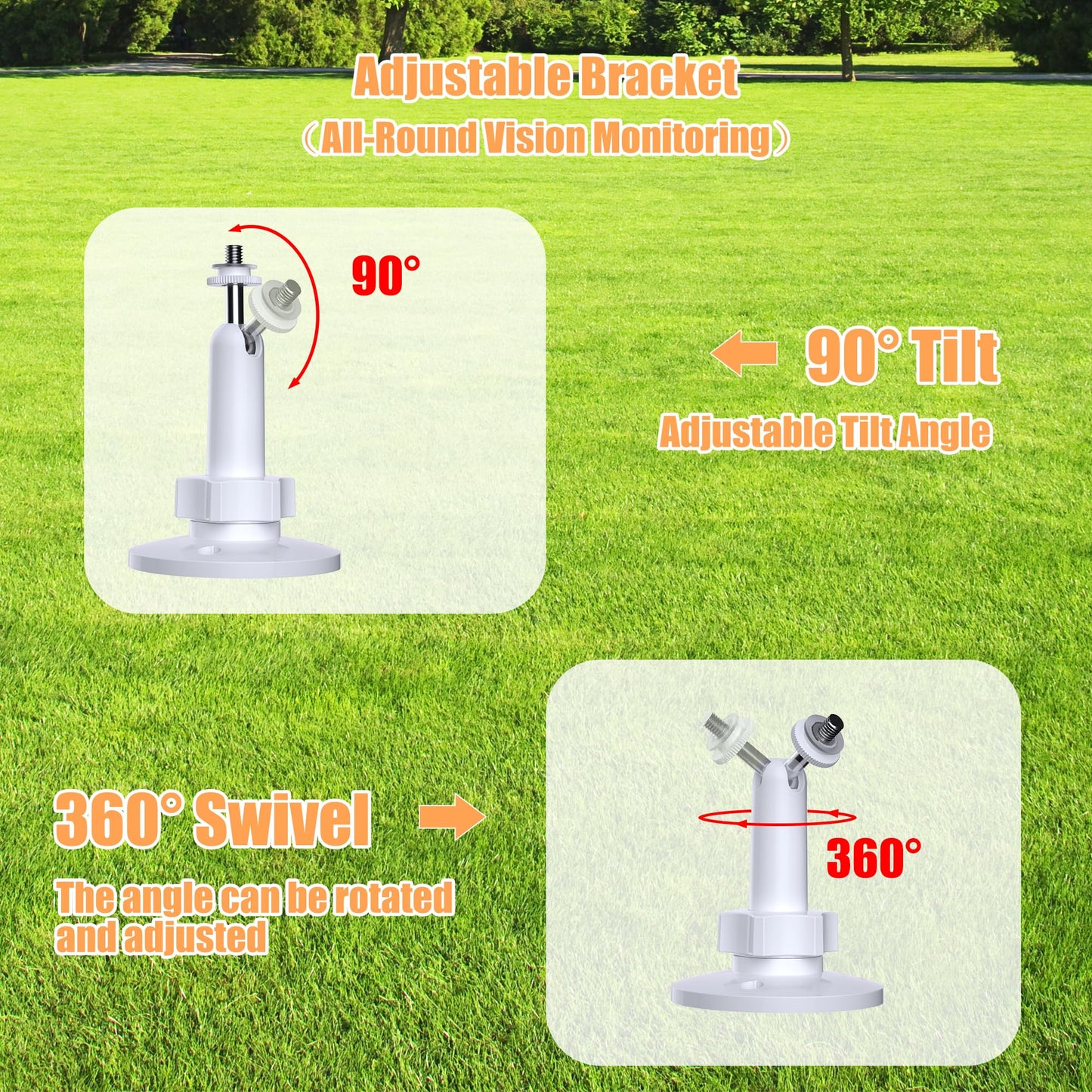 2 Pack Wall Mount Holder Compatible with Ring, Arlo, Eufy, Wyze, Nest Camera Indoor/Outdoor, for eufyCam SoloCam 360° Adjustable Mount Bracket