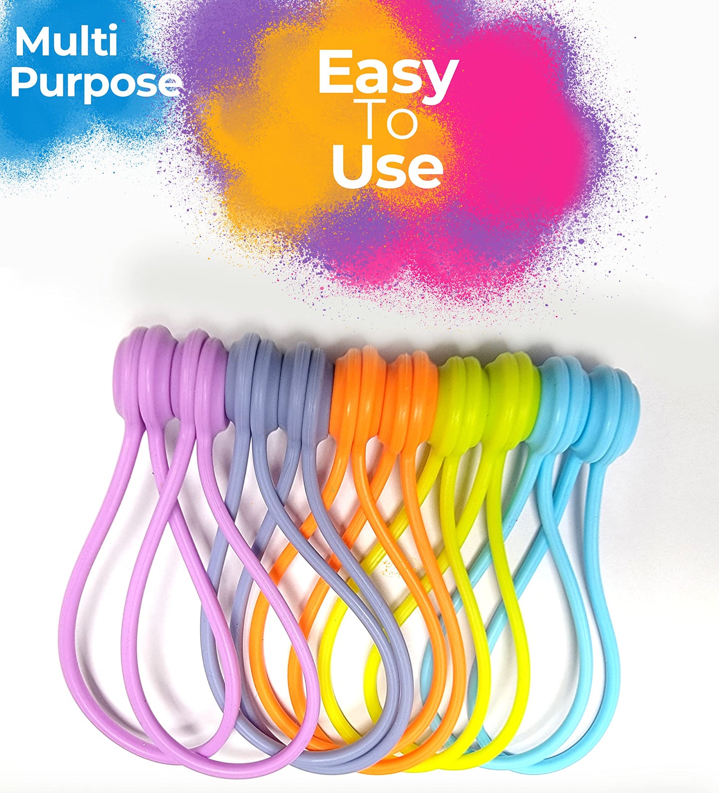 20 Pack Reusable Silicone Magnetic Cable Ties Twist Ties for Home/Office Cord Wrap, Cable Organizer, Magnetic Cord Holder, Cable Organizer Fridge
