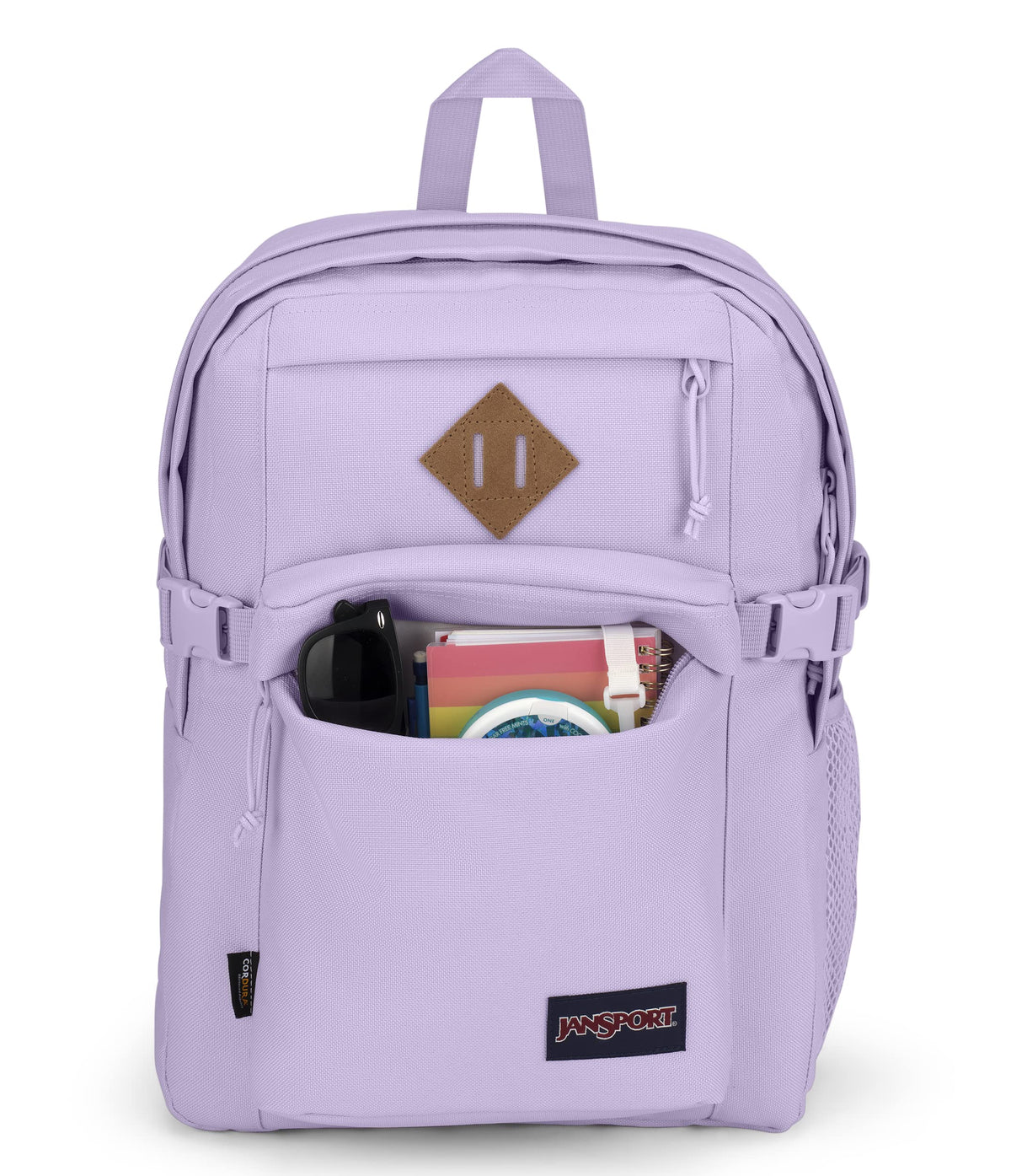 JanSport Main Campus FX Backpack - Travel or Work Bag w 15-Inch Laptop Pack with Leather Trim, Pastel Lilac