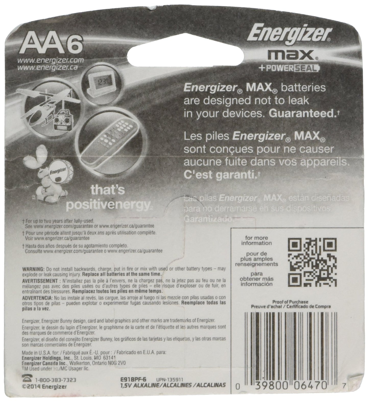 Energizer 06470 - AA Cell 1.5 volt MAX Battery (6 pack) (E91BPF-6)