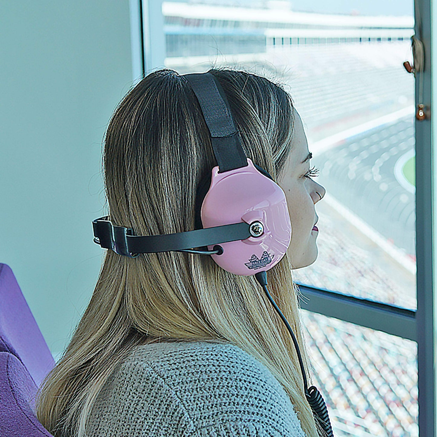 Race Day Electronics Noise-Reducing Race Scanner Headphones - Pink - High-Fidelity Sound, Comfortable Fit, RDE-058-PINK